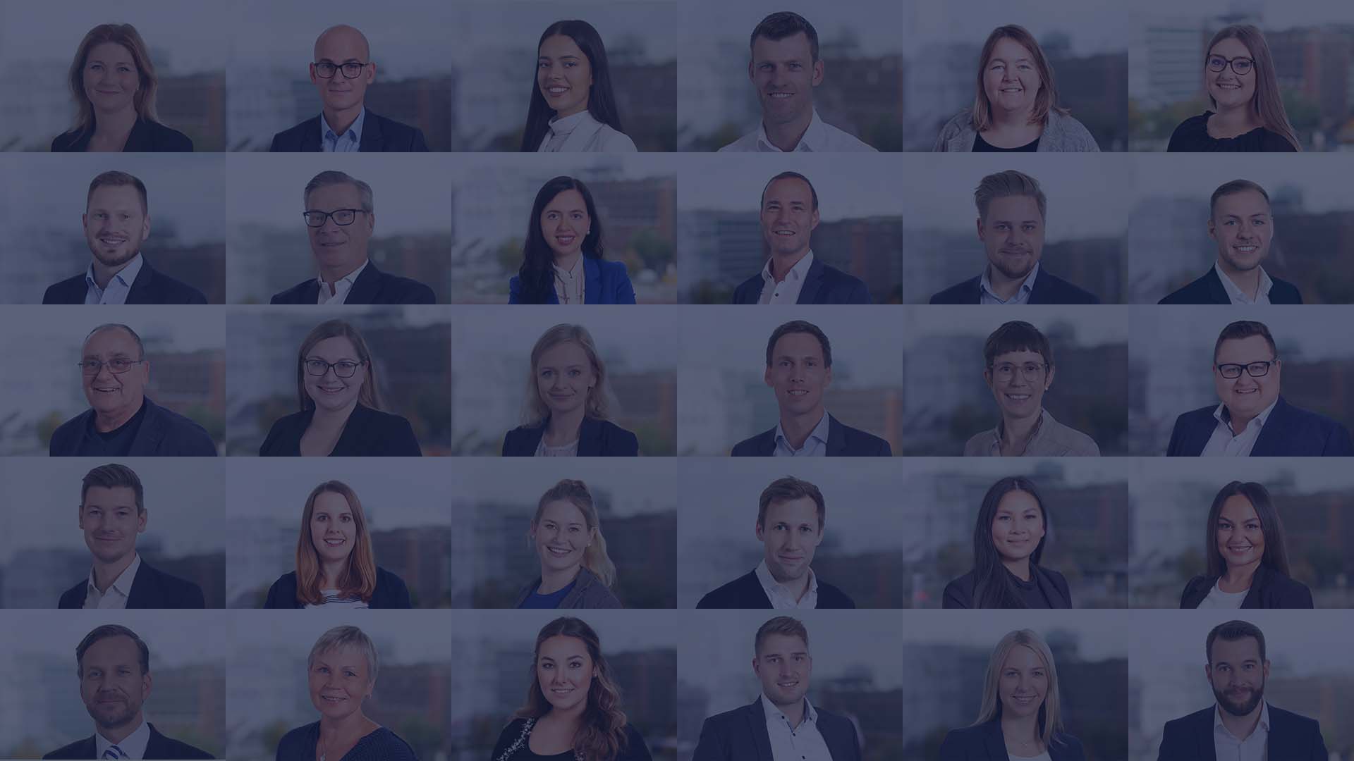 A collage of pictures of the employees of Jebsen & Jessen Trading Solutions