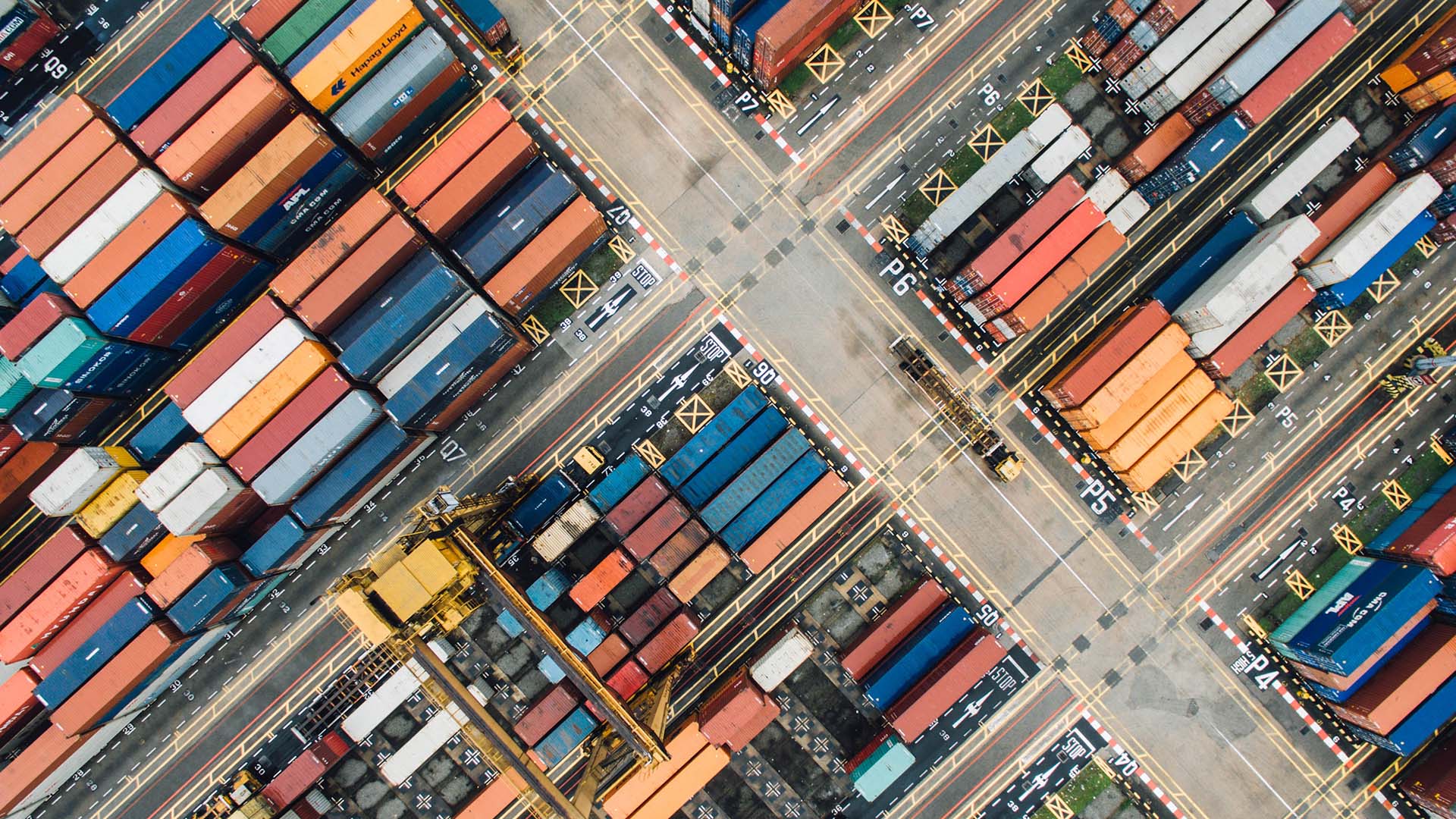 Aerial view of a container terminal